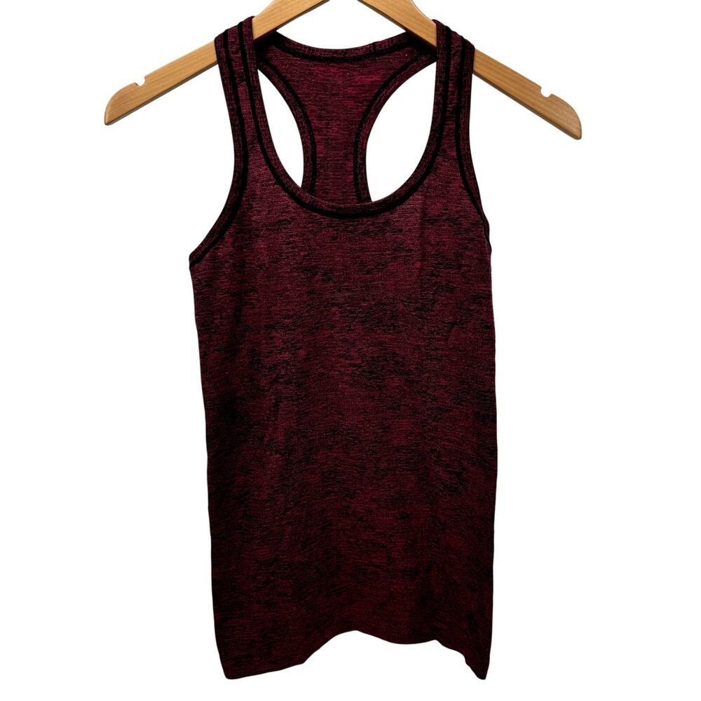 Lululemon Tank Top Womens 4 Racerback Reddish Pink Black Marled Activewear